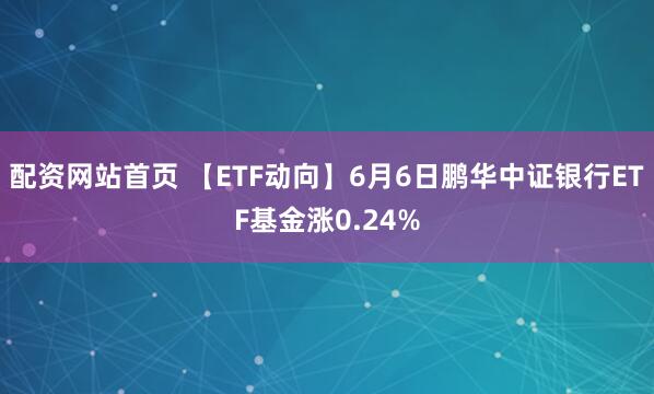 配资网站首页 【ETF动向】6月6日鹏华中证银行ETF基金涨0.24%